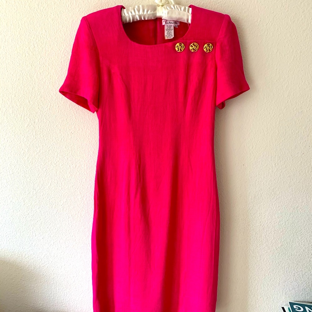 Talbots bright fuchsia shift dress sz 4
